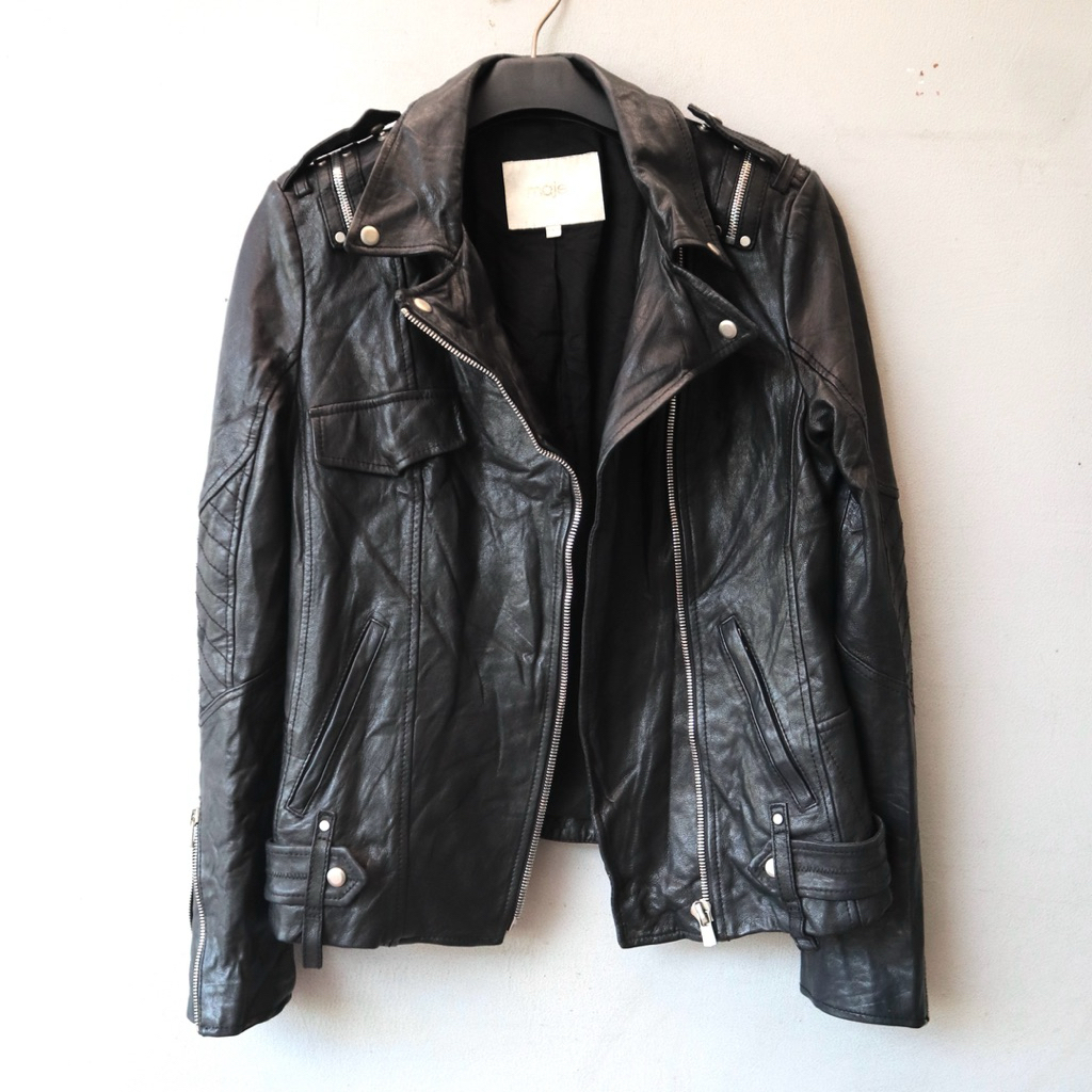 Jaket kulit asli domba biker rider jaket motor cewek Pl Bekas Preloved Second