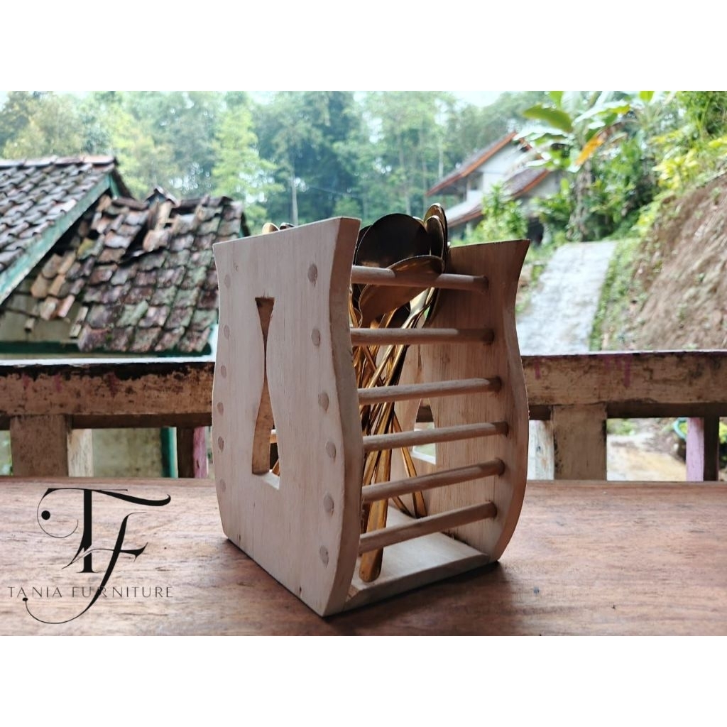 Tempat sendok Garpu aesthetic/Tempat sendok Garpu Serbaguna/Tempat Sendok garpu kayu/Perlengkapan ma