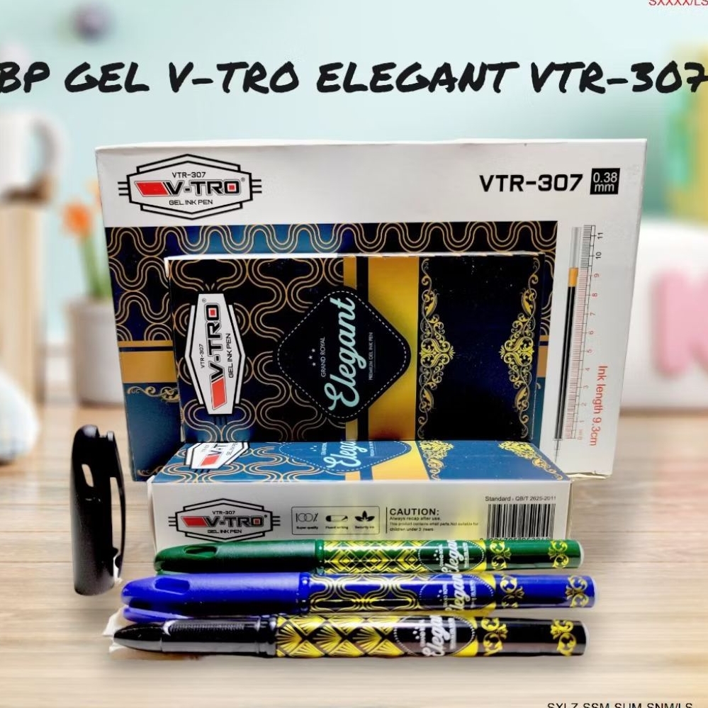 

SQ V-tro Pulpen Gel Elegant 307/Pen Cair Hitam/Per Lsn