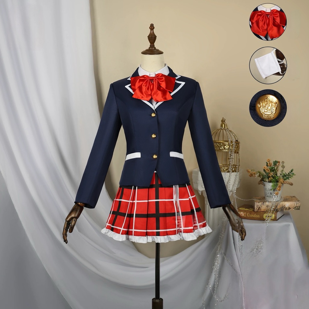 【Moonfairy】Ready Stock - Love Chunibyo & Other Delusions Takanashi Rikka Costume Cosplay Anime Unifo