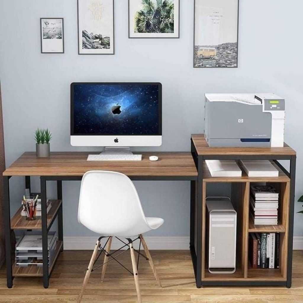 meja komputer/meja kerja  kayu dan besi minimalis