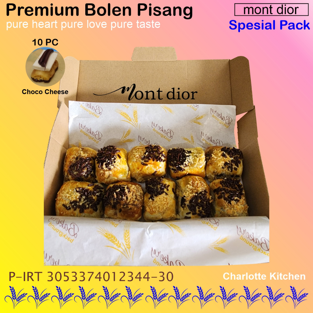 

Mont Dior Bolen Pisang Premium 1 Box Isi 10pc Rasa Choco Cheese