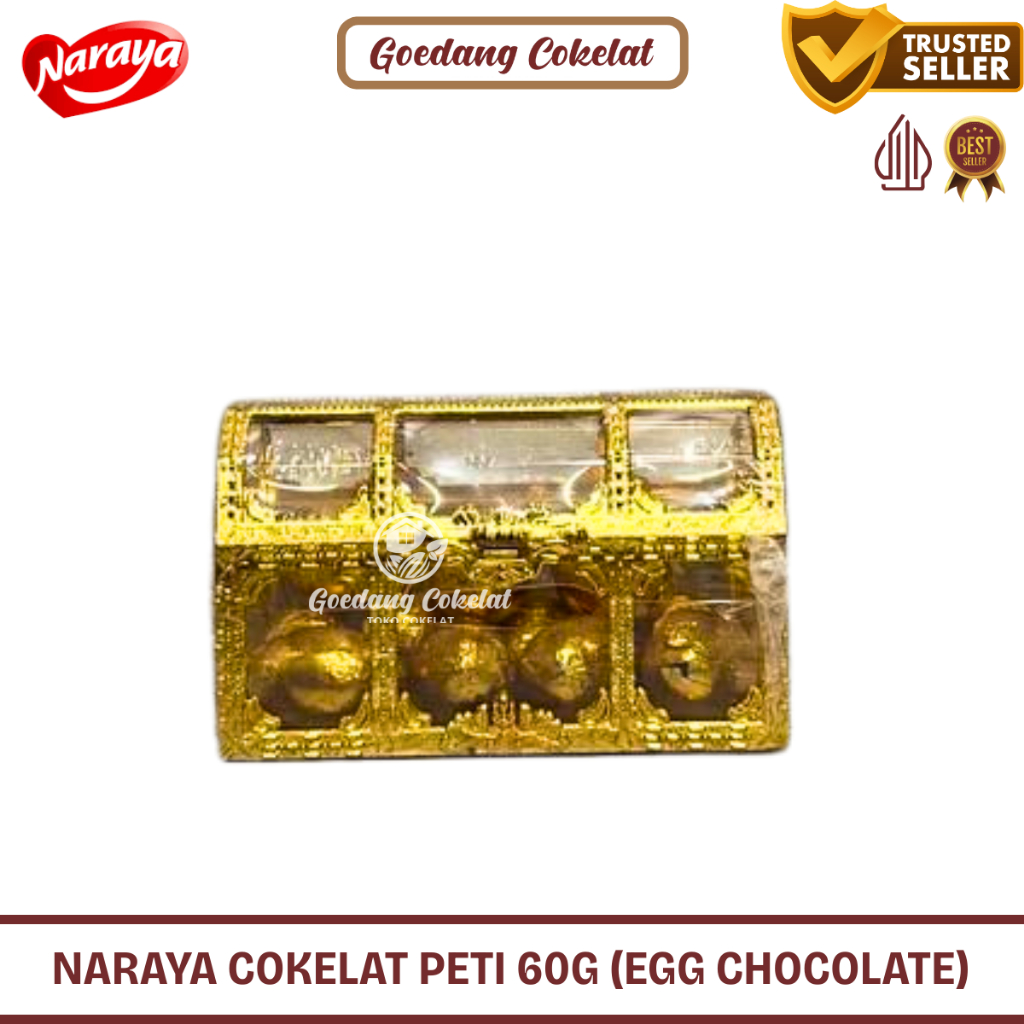 

Naraya Gold Coin Bar Egg Chocolate Cokelat Bentuk Koin Batang Telur Treasure Box Peti Harta Karun 60g