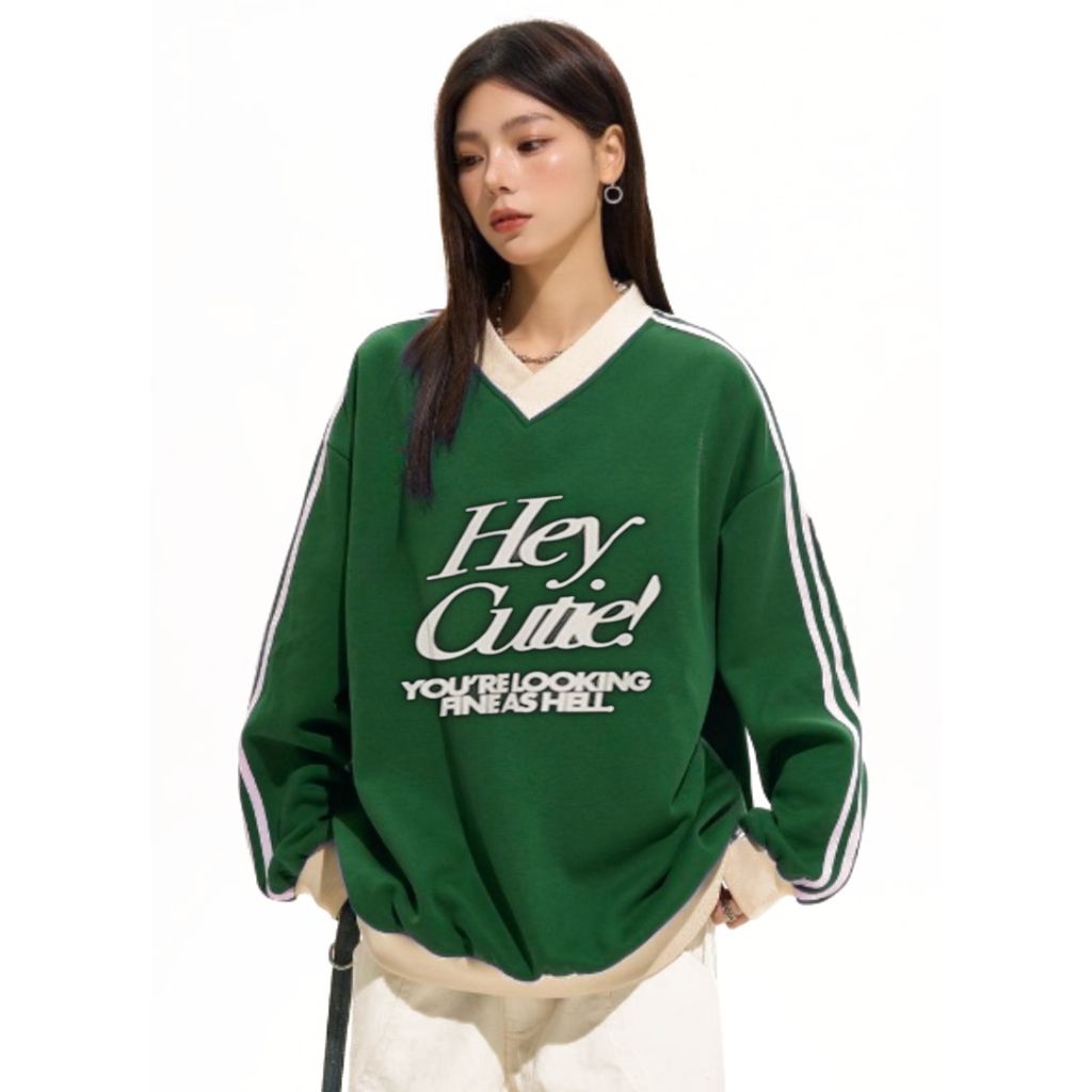 Hey Cute SWEATER V NECK OVERSIZE S-6XL JUMBO BIG SIZE