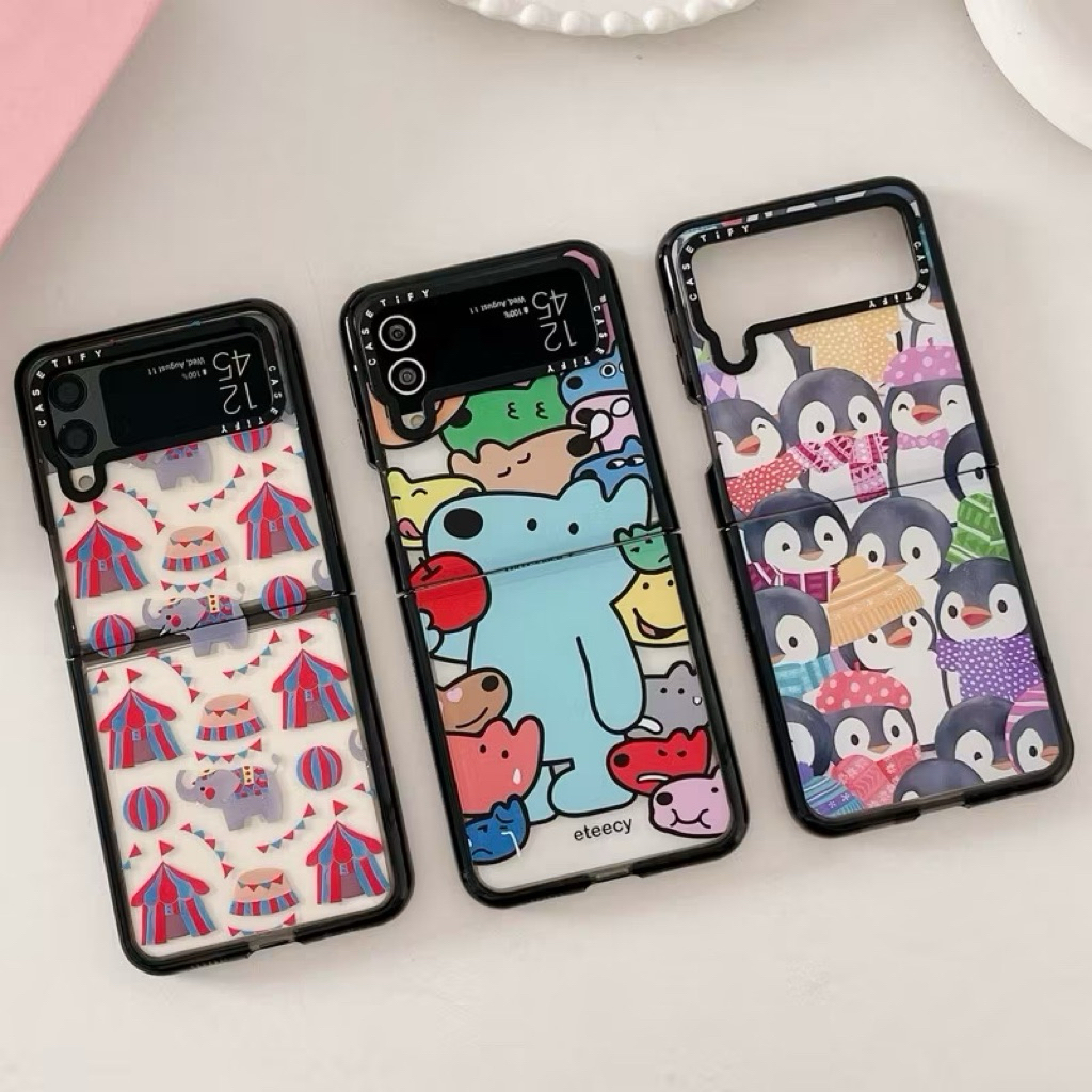 Casing Lucu Casetify Circus Gajah Acrylic Imut Lucu Penguin phone case Samsung Galaxy Z flip 3 Z fli