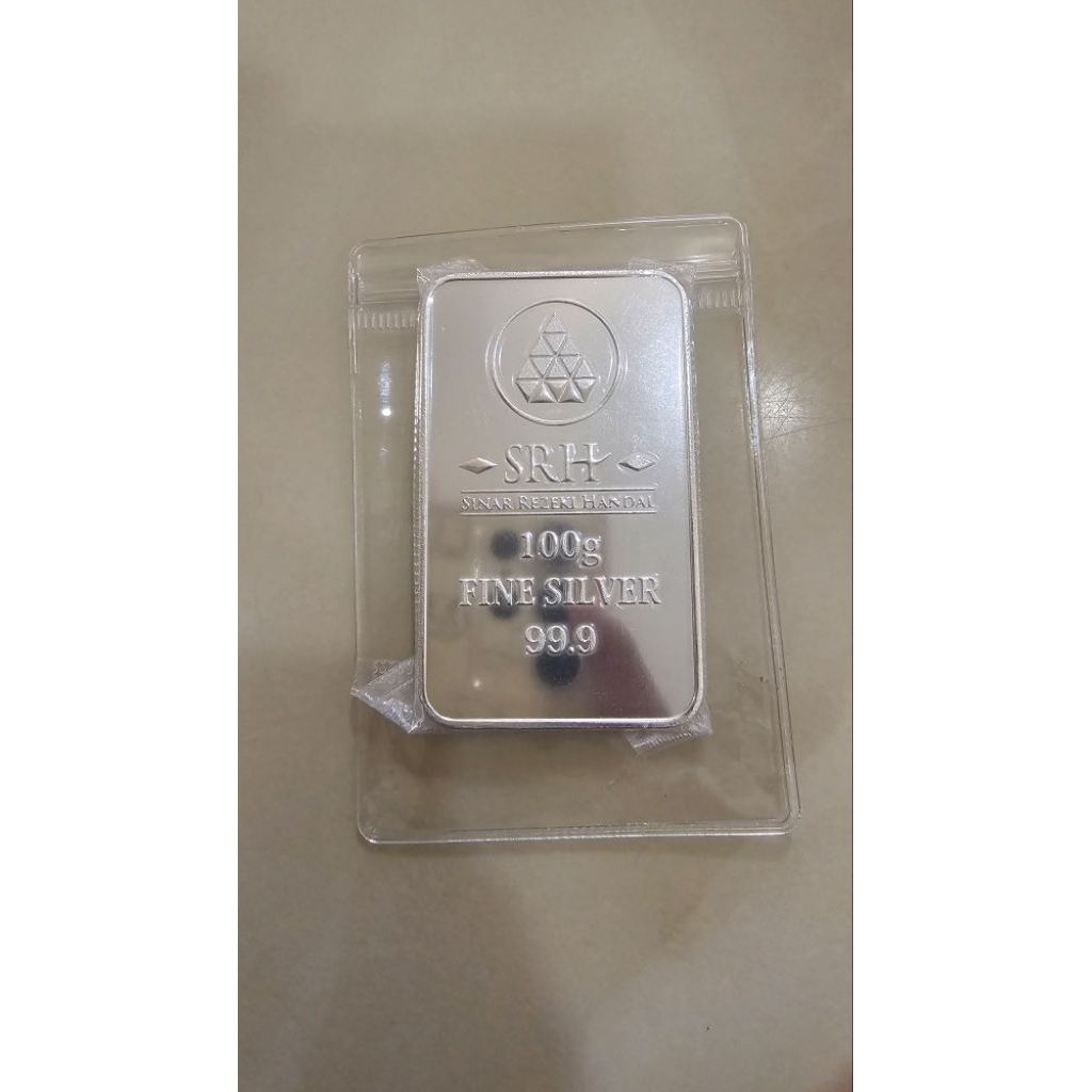 Kolektor/Emas Batangan. Perak SRH Antamgold 100 Gram Motif Dragon