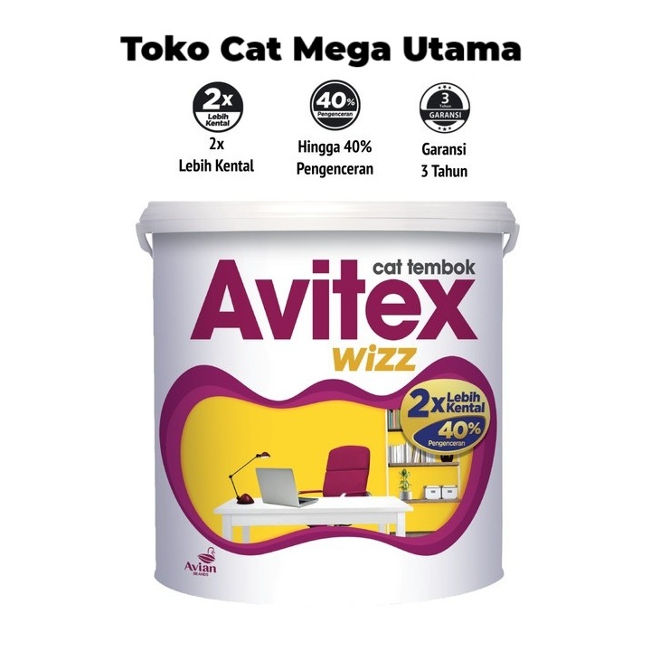 Avian Brands Avitex Wizz Cat tembok Kental cat gypsum cat triplek cat dekorasi kental Ukuran 5kg dan