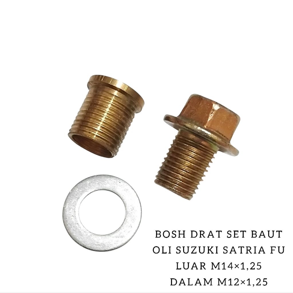 Bosh Drat Set Baut Tutup Oli Satria Fu Drat Baut 17.Drat Luar M14×1.25 Drat Dalam M12×1.25