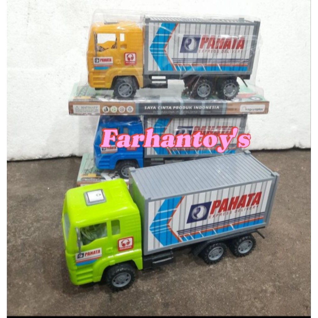 Mainan anak truk box ekspedisi- mobil box ekspedisi bisa buka pintu