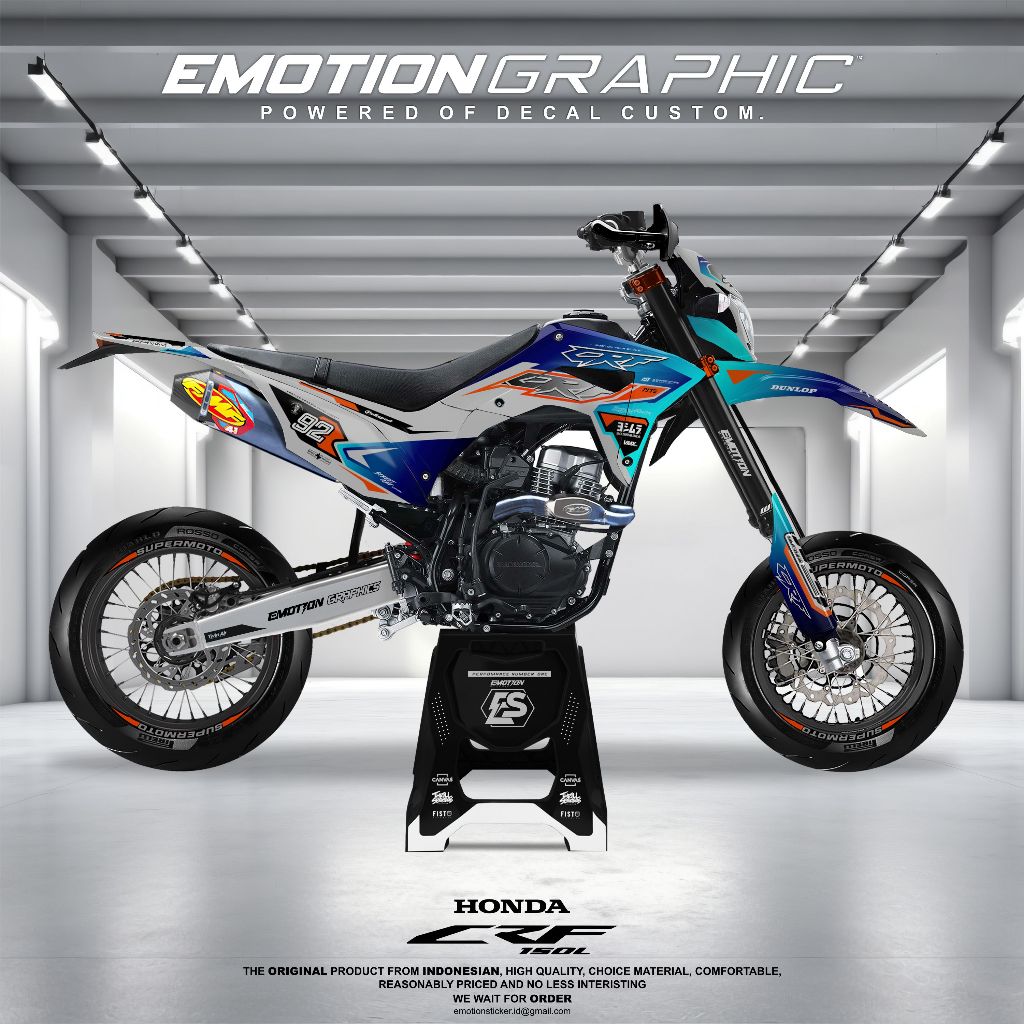 DECAL CRF 150L SUPERMOTO MIX OREN STABILO(FLUO) FULLBODY