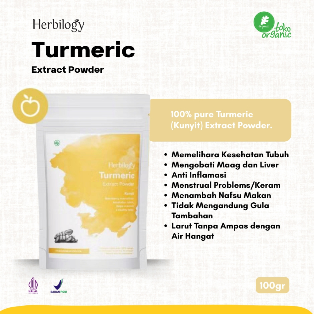 

Herbilogy Turmeric Extract Powder (100gr) | Turmeric Powder, Kunyit Bubuk Untuk Maag dan Liver