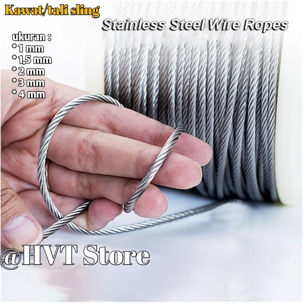 kawat sling stainless 1mm 1,5mm 2mm 3mm tali sling stainless steel