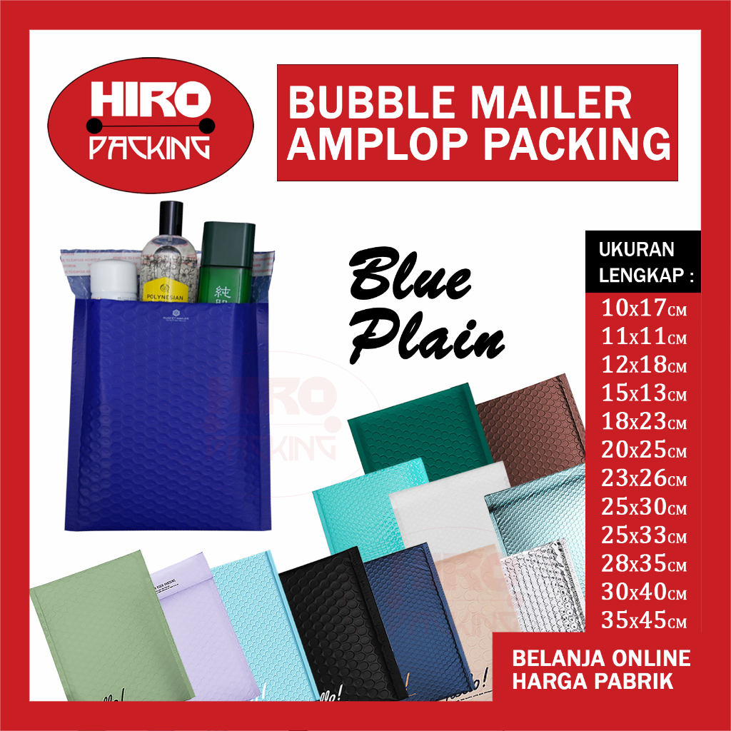 

Amplop Bubble Mailer Wrap Packing Biru Cerah Plain Kantong Paket Pelindung Pengiriman Envelope Bag