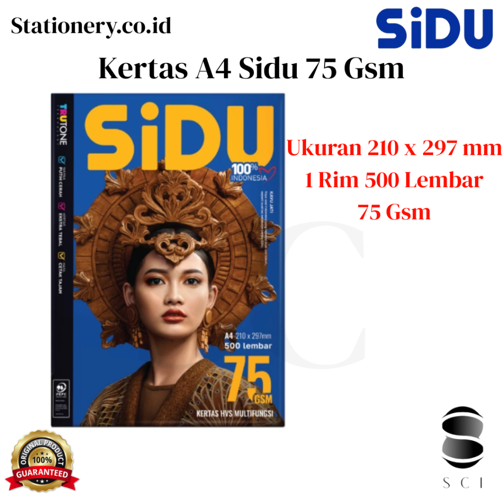 

Kertas A4 75 Gsm Sidu ( Rim ) / Kertas HVS Fotocopy
