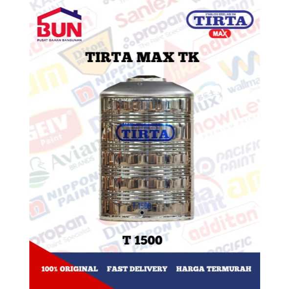 Tangki Air Toren Air Tirta Toren Air Tirta Stainless Steel 1500 Liter Tanpa Kaki