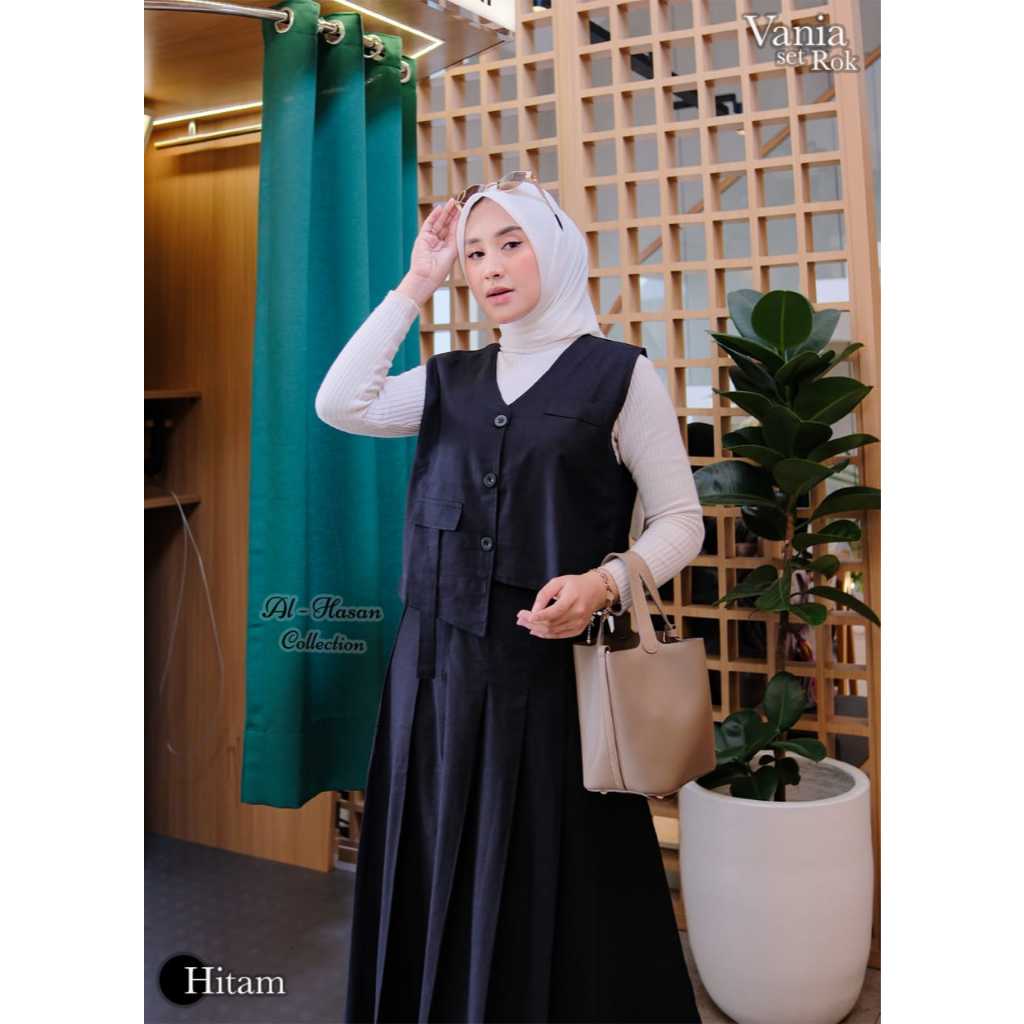 Vaaniia Set Rok Al-Hasan Collection | Fashion Wanita Dewasa | Set 2in1 | Rompi + Rok