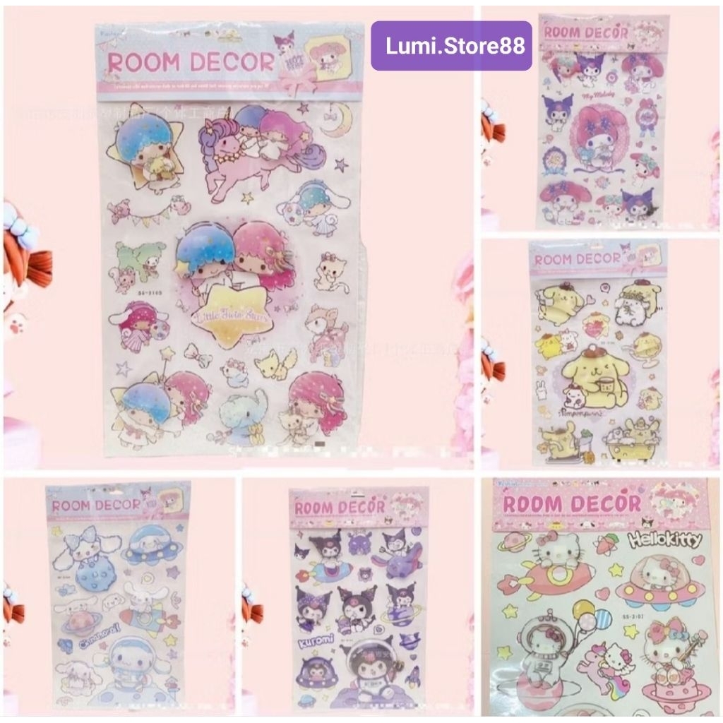 Sticker dinding sanrio Wallsticker dinding sticker cinnamorol stiker sanrio sticker dinding anak