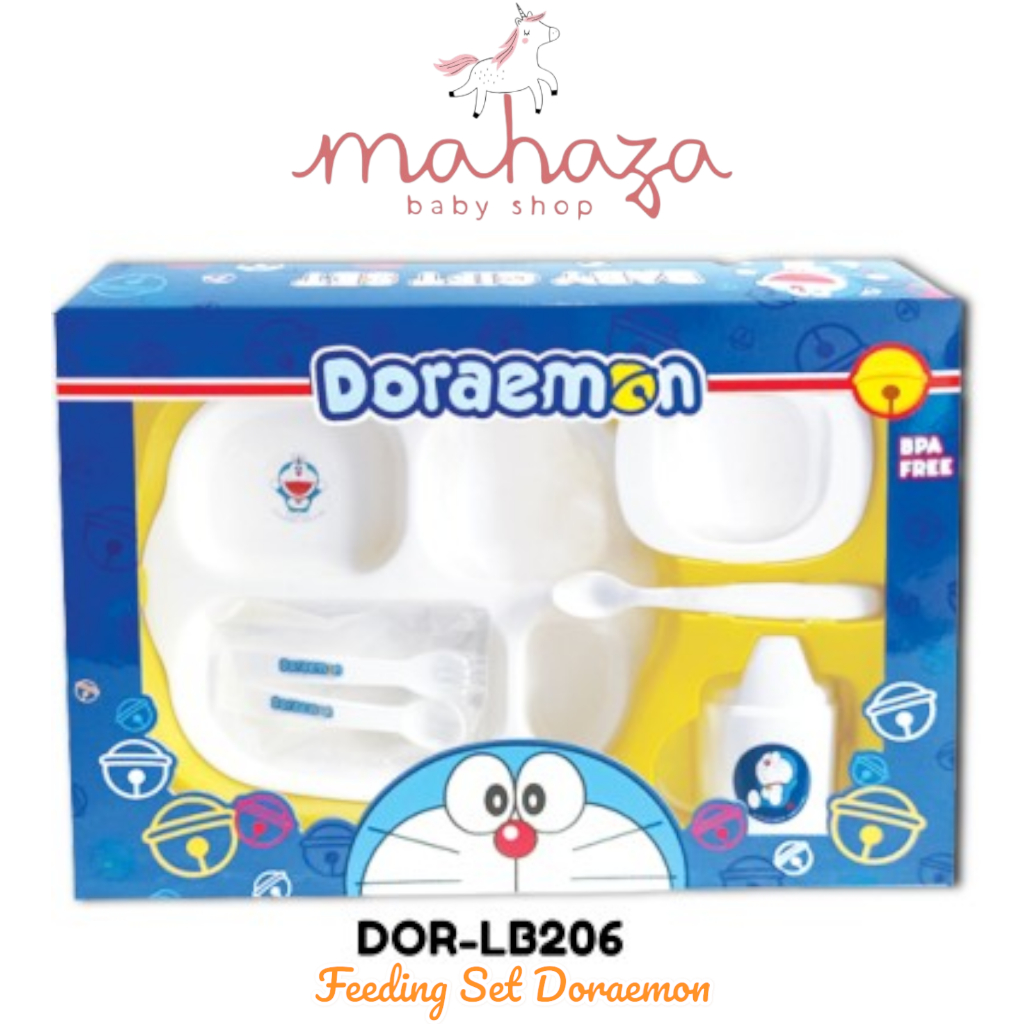 DOR LB 206 DORAEMON Feeding Set MEDIUM Perlengkapan Makan Bayi Bunny Feeding Set  | Alat Makan Bayi 