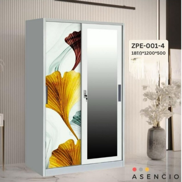 Asencio. Lemari Baju Besi Pintu Sliding Minimalis 2 Pintu - Lemari Baju Besi - Lemari Besi Pintu Sli