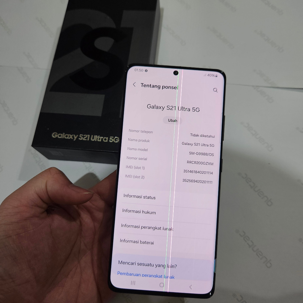Samsung S21 Ultra 5G RAM 12GB/256GB SEIN 256 GB Resmi Indonesia Minus LCD GARIS SABER