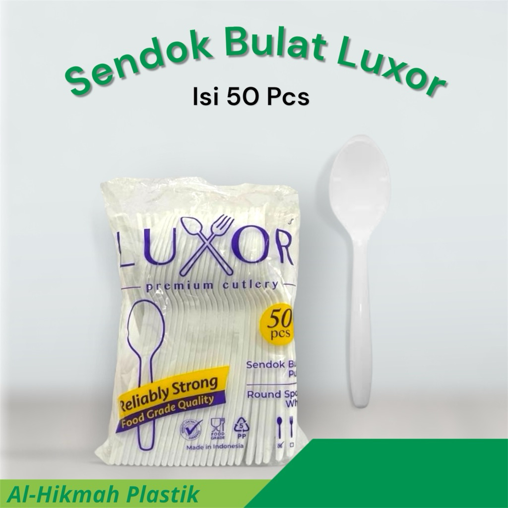 Sendok bulat luxor / Sendok dawet / Sendok Es Buah / Sendok Sup  Warna Putih 1 Pack isi 50 Pcs Ukura