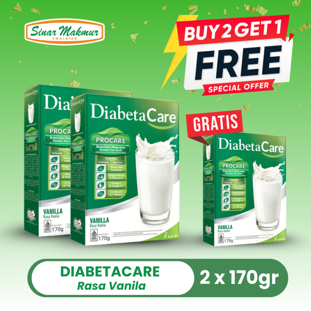

[BELI 2 GRATIS 1] Diabetacare Susu Bubuk Rasa Vanila/Cokelat 170gr