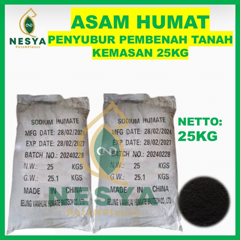 Asam Humat 25Kg 90% (1 Sak Putih 25Kg), Penyubur Dan Pembenah Tanah