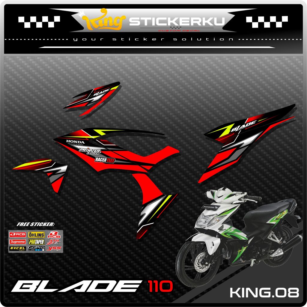 Stiker Striping Variasi Blade 110 - Sticker Striping Motor Variasi Blade 110 Desain Racing. KS.08