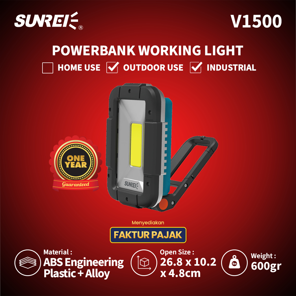 Lampu Emergency Darurat Sunrei V1500 1500 Lumens IPX5 Lamp