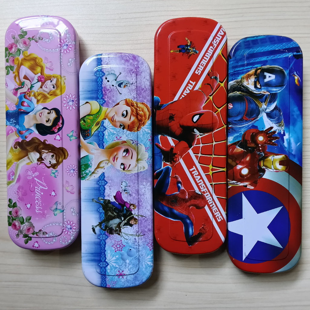 

Pensil Case Kaleng Spiderman Princess Disney Kapten Amerika Frozen Elsa AD-113 | Kotak Pensil Karakter