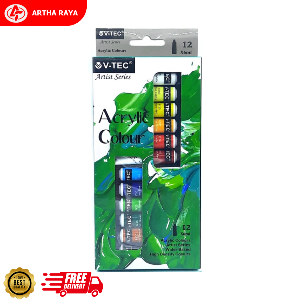 

V-TEC Acrylic Colour / Cat Akrilik V-TEC 6ml 12 Warna Per Set