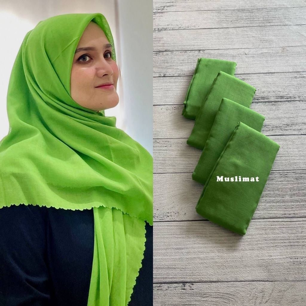 Hijab Voal Premium Segiempat Polos Hijau Daun/Muslimat/Fatayat/Jilbab Segiempat Muslimat NU/Square