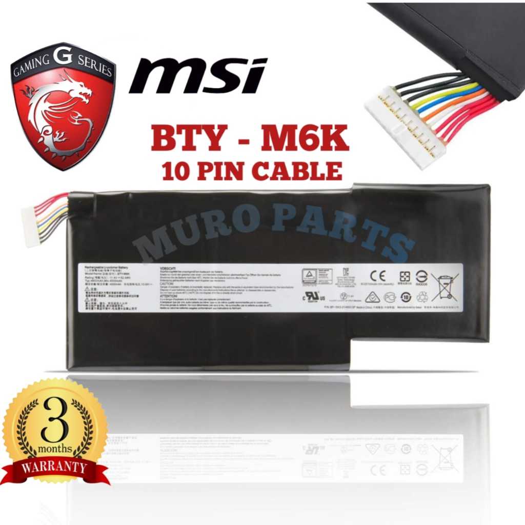 Baterai MSI Creator 15M 10TH GEN CREATOR 17M MSI GF63 Thin GF65 Thin BARU