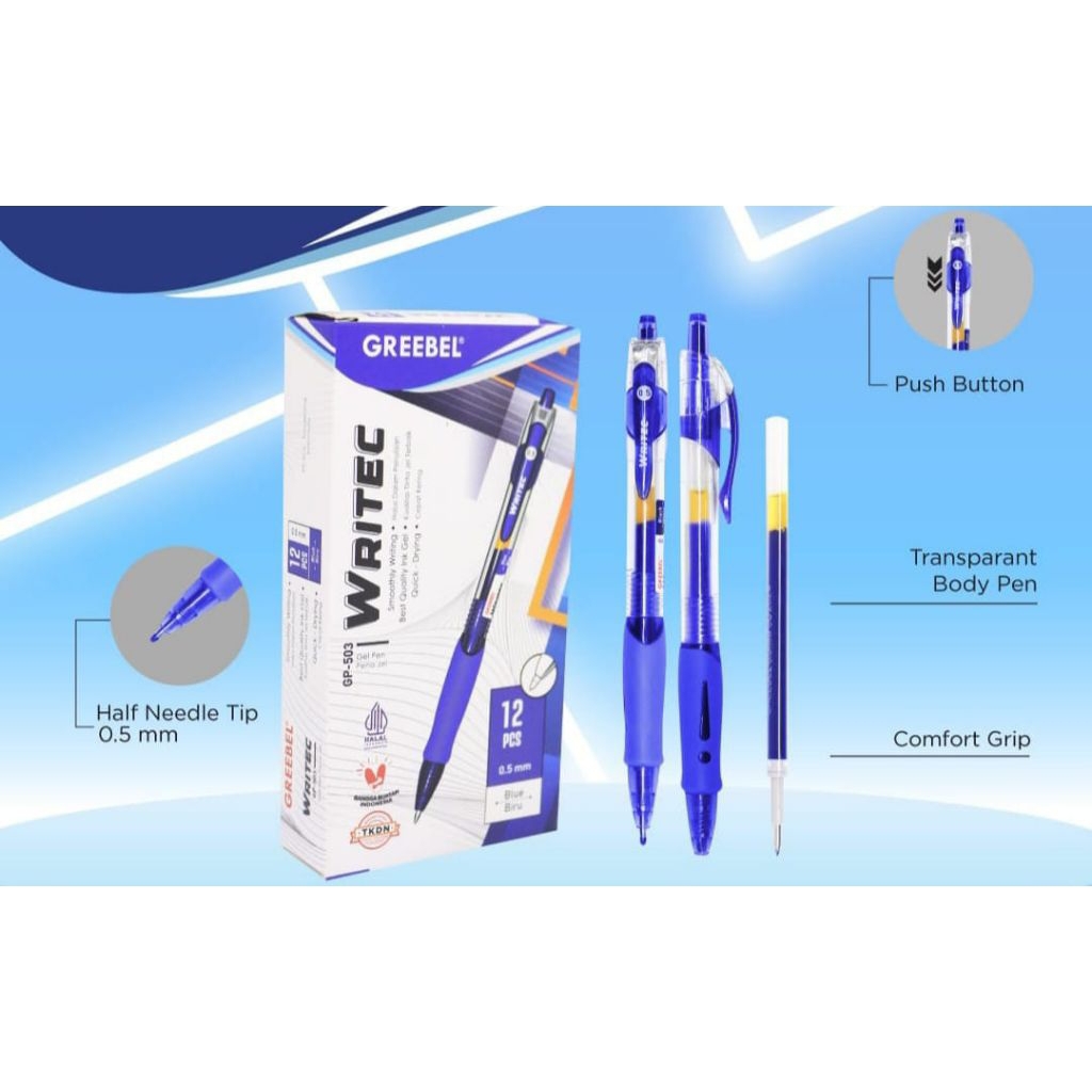 

Pulpen Gel Writec Greebel, GP-503 (0,5mm)