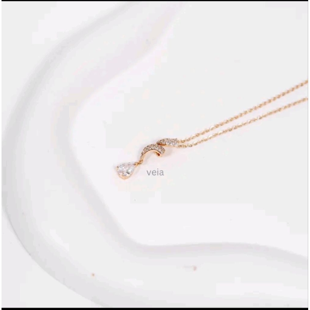 Xuping Kalung Motif V Silver & Xuping Kalung Motif Tetes Gold Rante