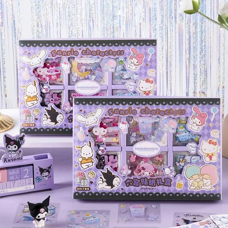 

Set Sticker Kuromi / Sticker Sanrio / Mainan Anak-Anak / Sticker Box Sanrio / Gift Box Sticker Sanrio / Joytop Six Square Grid Sticker G Box JT-000243