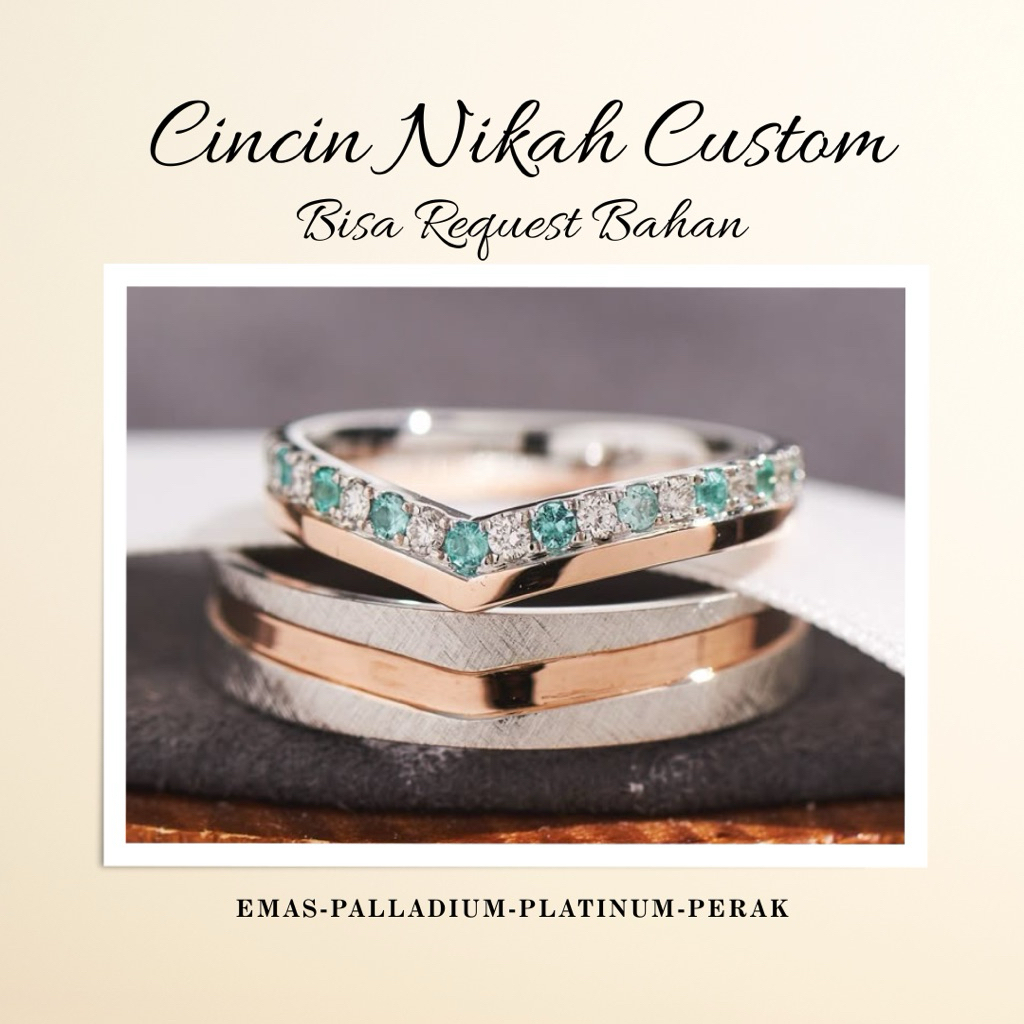 Cincin Kawin Batu Permata Couple Ring Rose Gold Sepasang Pernikahan