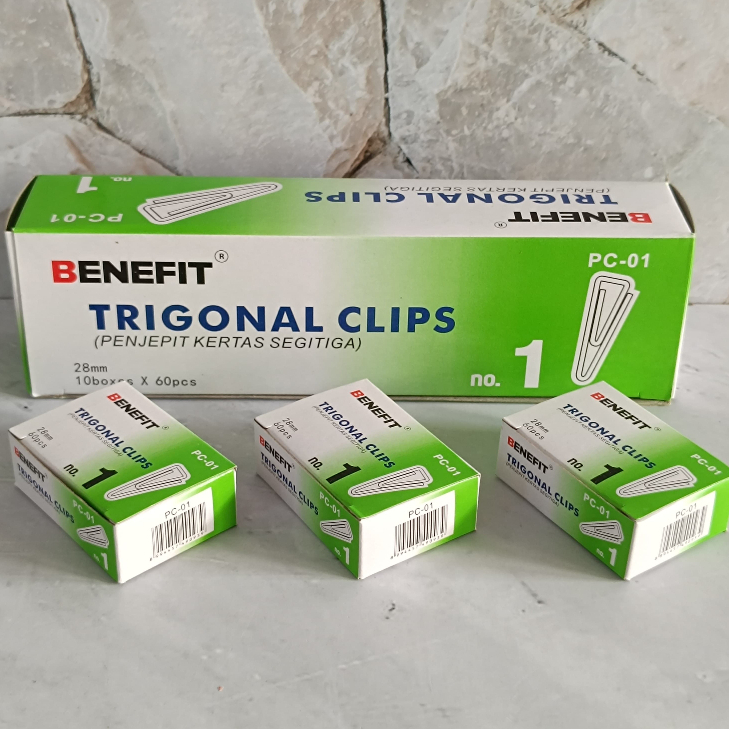 

SATU PACK ( 10 BOX KECIL ) Tringular Clip Trigonal Clip Penjepit Kertas No. 01