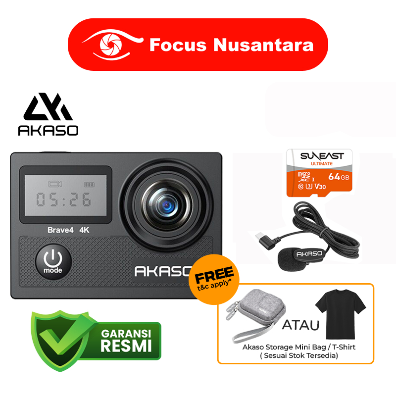 AKASO Brave 4 4K Action Camera AKASO Brave4 Action Cam - Garansi Resmi