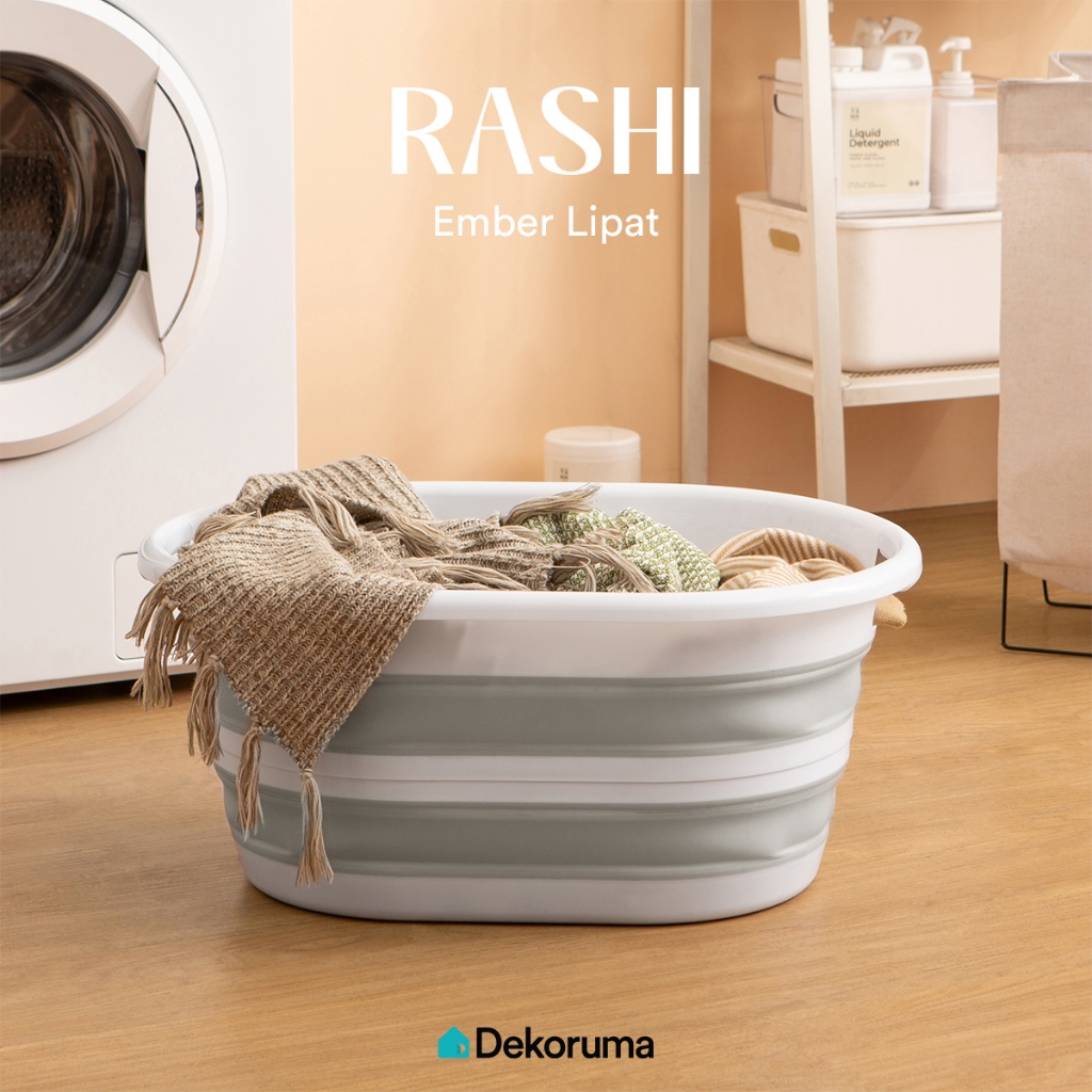 Dekoruma RASHI Ember Lipat / Ember Portable Untuk Cuci Baju - Putih