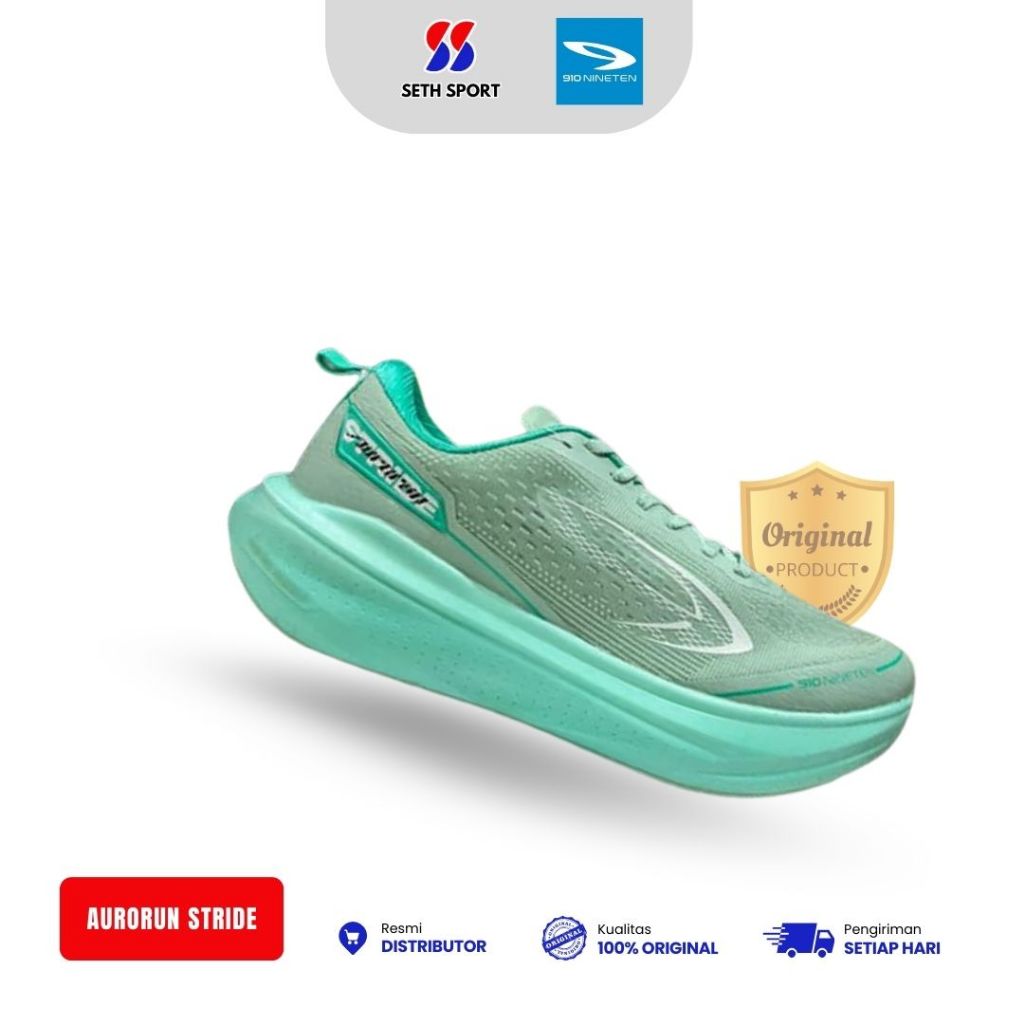 Sepatu Running 910 Nineten Aurorun Stride Original - Hijau Mint/Hijau Tosca