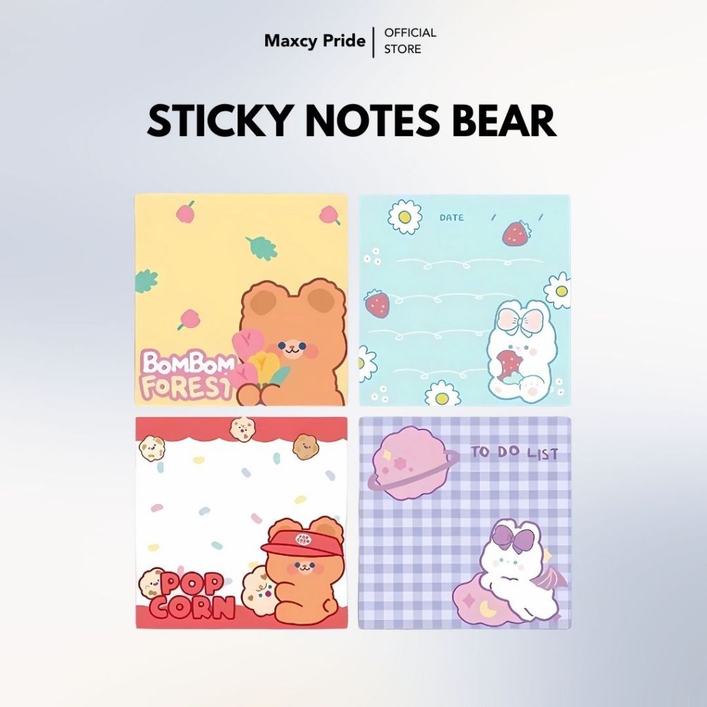 

Sticky Notes Karakter Cartoon Cute Bear And Rabbit Kawaii Berwarna Memo Pad 3 In 1 Baris Tempel Lucu Estetik