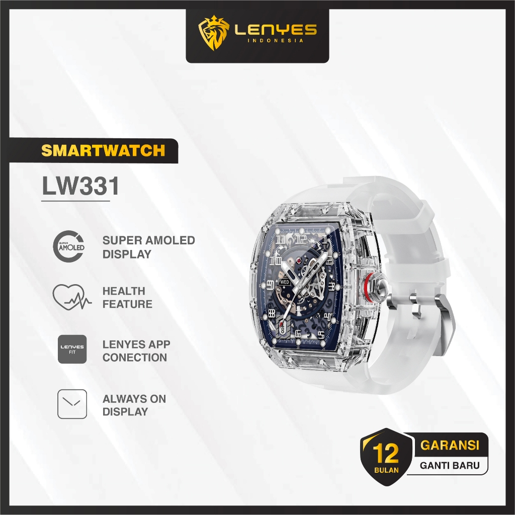 LENYES LW331 1.86" Smartwatch Sport Heart Rate Blood Oxygen Touch Screen Magnetic Charging Jam Tanga