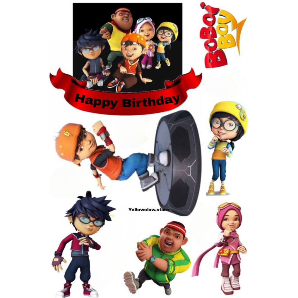 BOBOIBOY / Topper Boboiboy Cake/Topper Kue Ulang Tahun Boboiboy