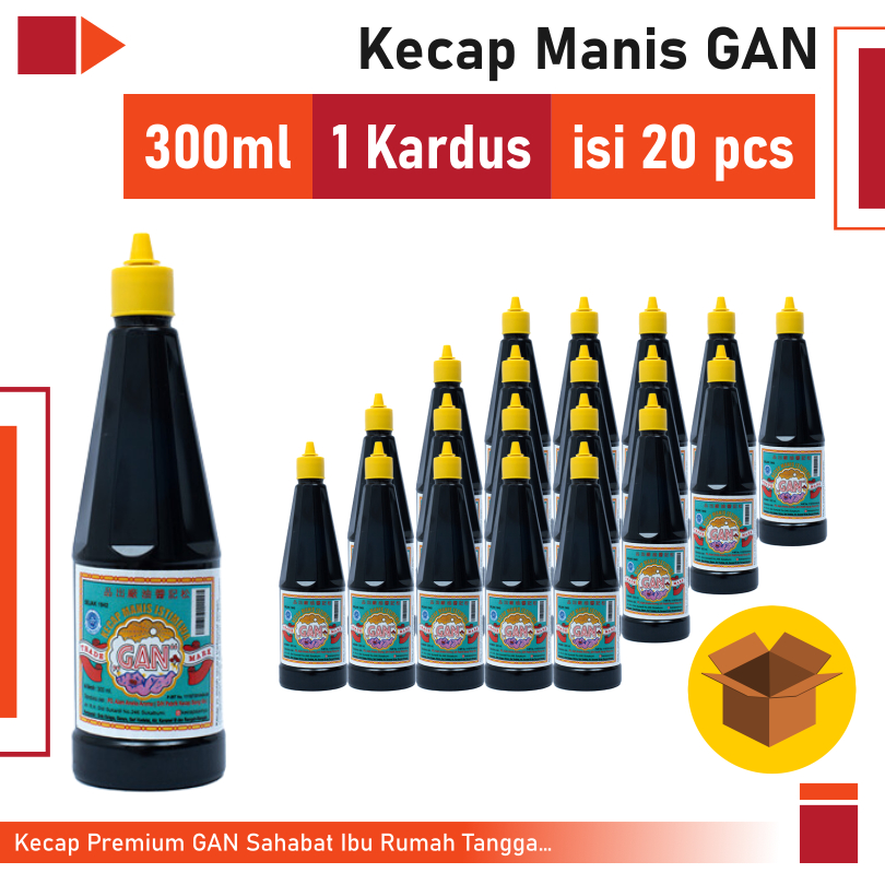

Kecap Manis GAN Botol 300ml - 1 Karton - 20pcs - Kecap Fermentasi
