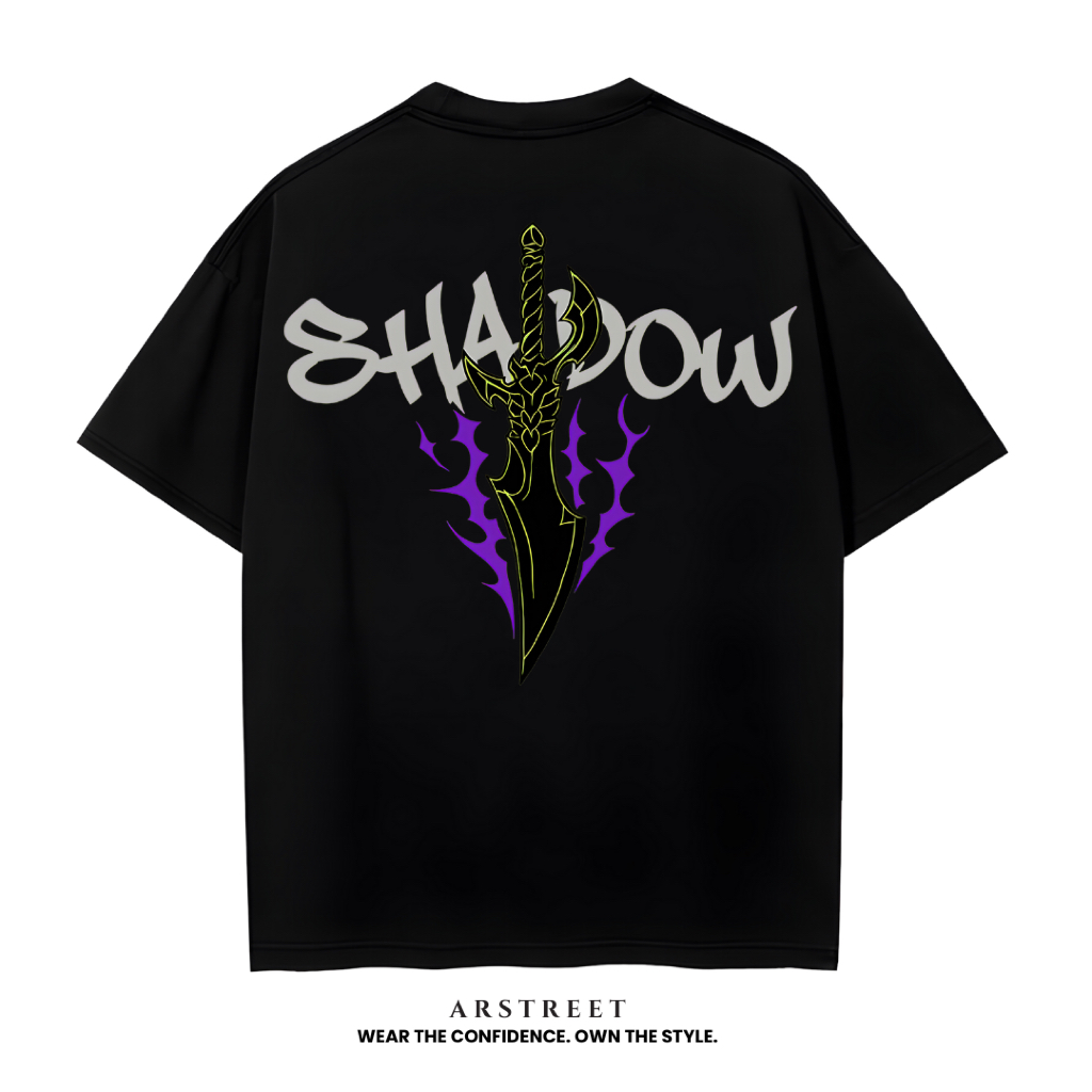 Kaos Anime Hitam Shadow Style Pedang Api Ungu – Baju Distro Pria Wanita