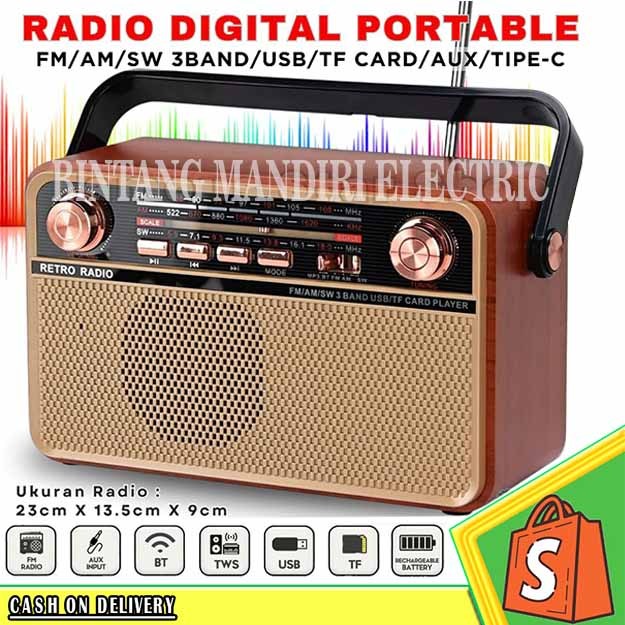 Radio Speaker Bluetooth Mp3 Fleco F-505T FM/AM/SW/ Radio Digital Portable Multi-Band Speaker F 505T