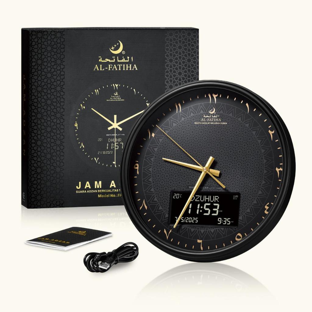 AL-FATIHA Jam Dinding Adzan Digital FAJ-360 YBB Jam Azan 5 Waktu Alarm Doa Harian Sholat Masjid Ruma