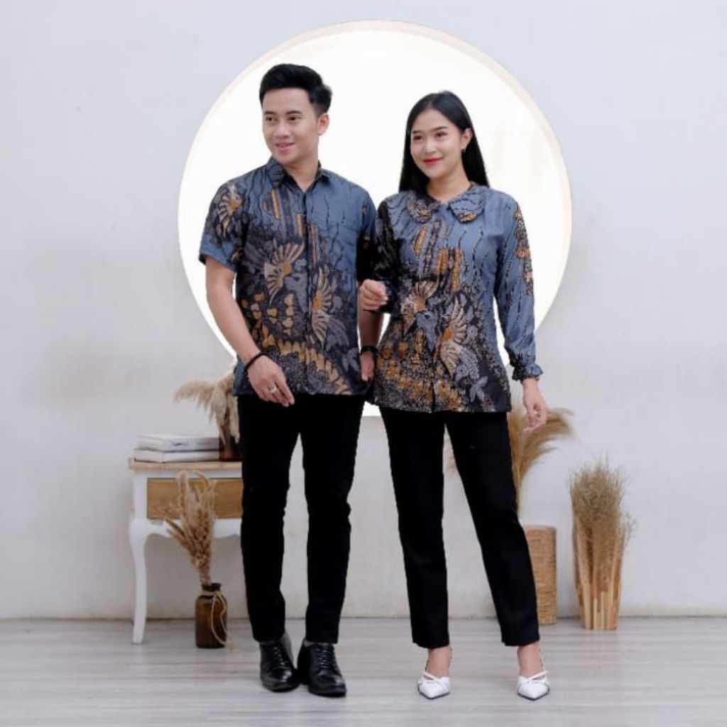 Batik tunik couple moderen set pakaian couple kemeja batik pria premium baju couple batik