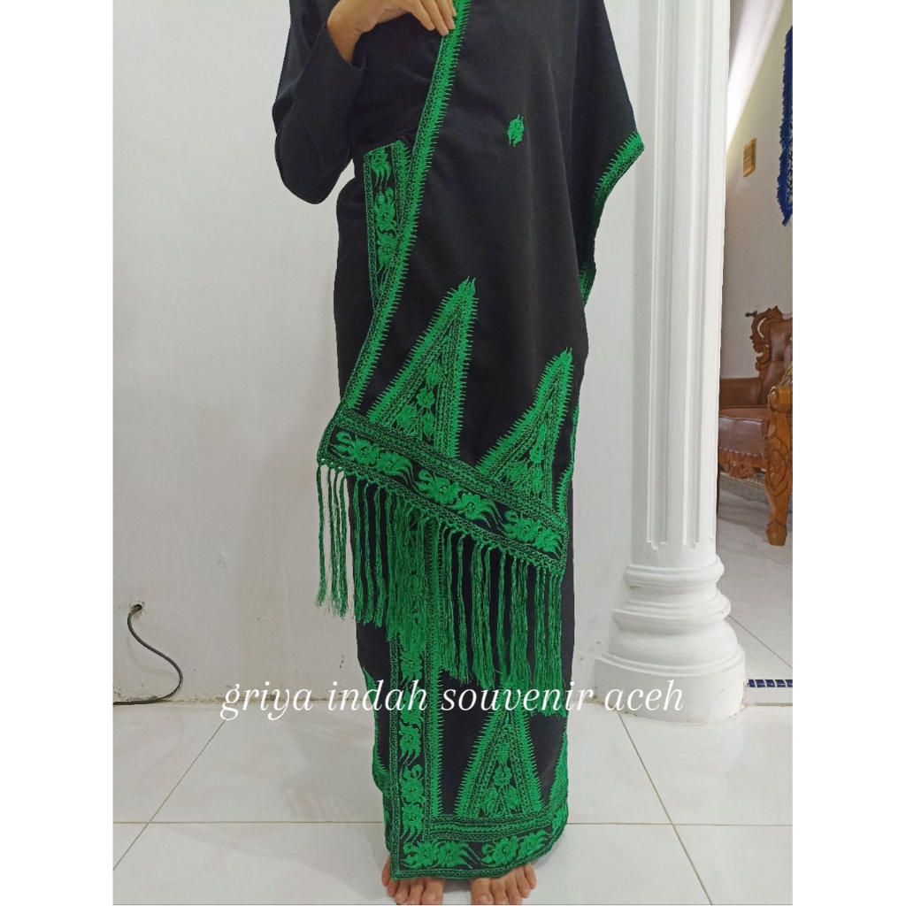 kain songket khas aceh motif pucuk rebung (hijau)